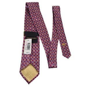 NWT COUNTESS MARA Silk‎ Jacquard Geometric Pattern Men's Tie Pink Blue Yellow